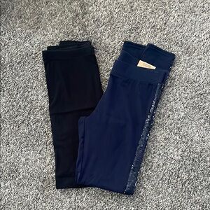American Eagle Outfitters Leggings Black and Blue Stretchy Full-Length